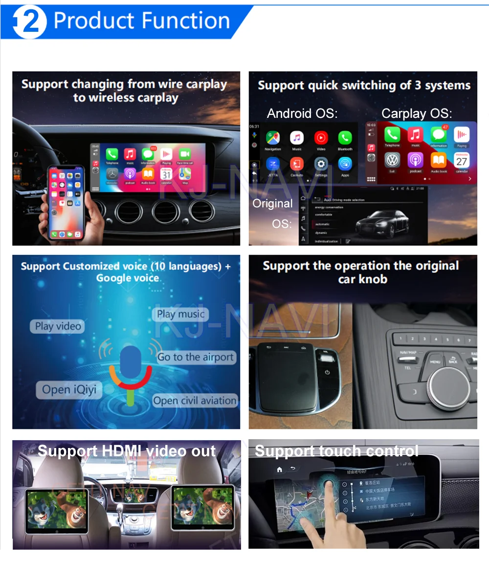 Беспроводной автомобильный мультимедийный плеер Carplay Android Ai Box 9 0 Mirror link для