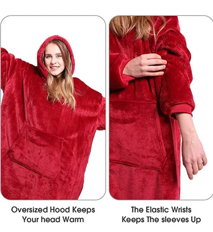 

Warm TV Hooded Blankets With Pocket Winter Adults Kids Bathrobe Sofa Cozy Blanket Outwears Plush Coral Fleece Blanket Sweatshirt
