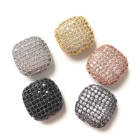 5pcs big size zirconia paved square spacer beads for women jewelry girl bracelet making bling gold plated waist accessory supply
