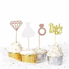 12 шт. кольцо с бриллиантами топперы для капкейков свадебная корона для невесты Топпер для торта для свадьбы девичника дня рождения Декор для куриной вечевечерние НКИ