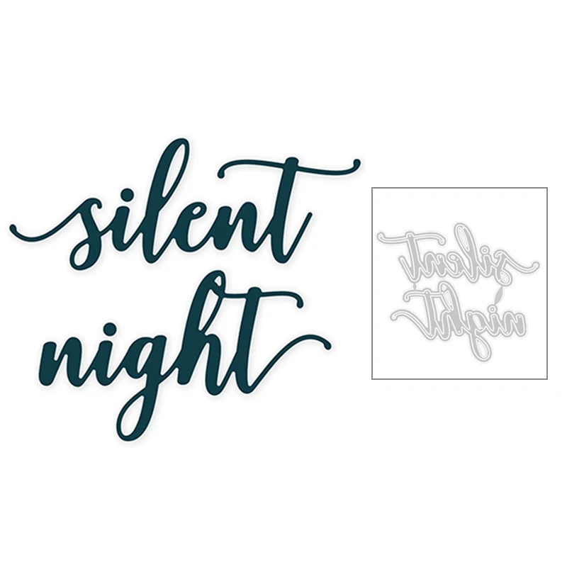 

2020 New Christmas English Words Silent Night Metal Cutting Dies For DIY Decoration Greeting Card Scrapbooking Making No Stamps