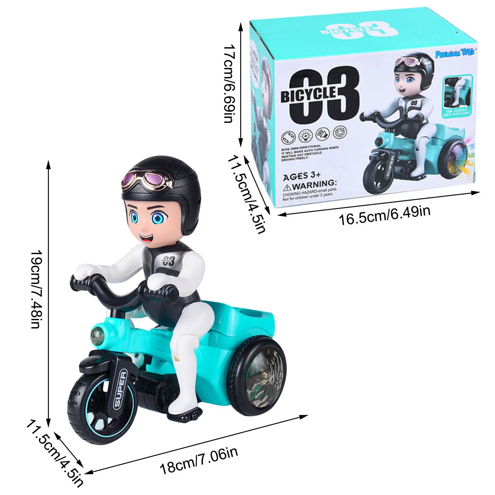 

360 Degree Rotating Toys Car Electric Stunt Tricycle Model Toy Car with LED Light Music Battery Operated Children Birthday Gifts