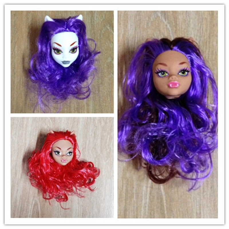 

Multicolor Demon Monster Doll Head With Purple Red Hair DIY Accessories For Monster High Dolls For 1/6 BJD Doll House Kid Toys