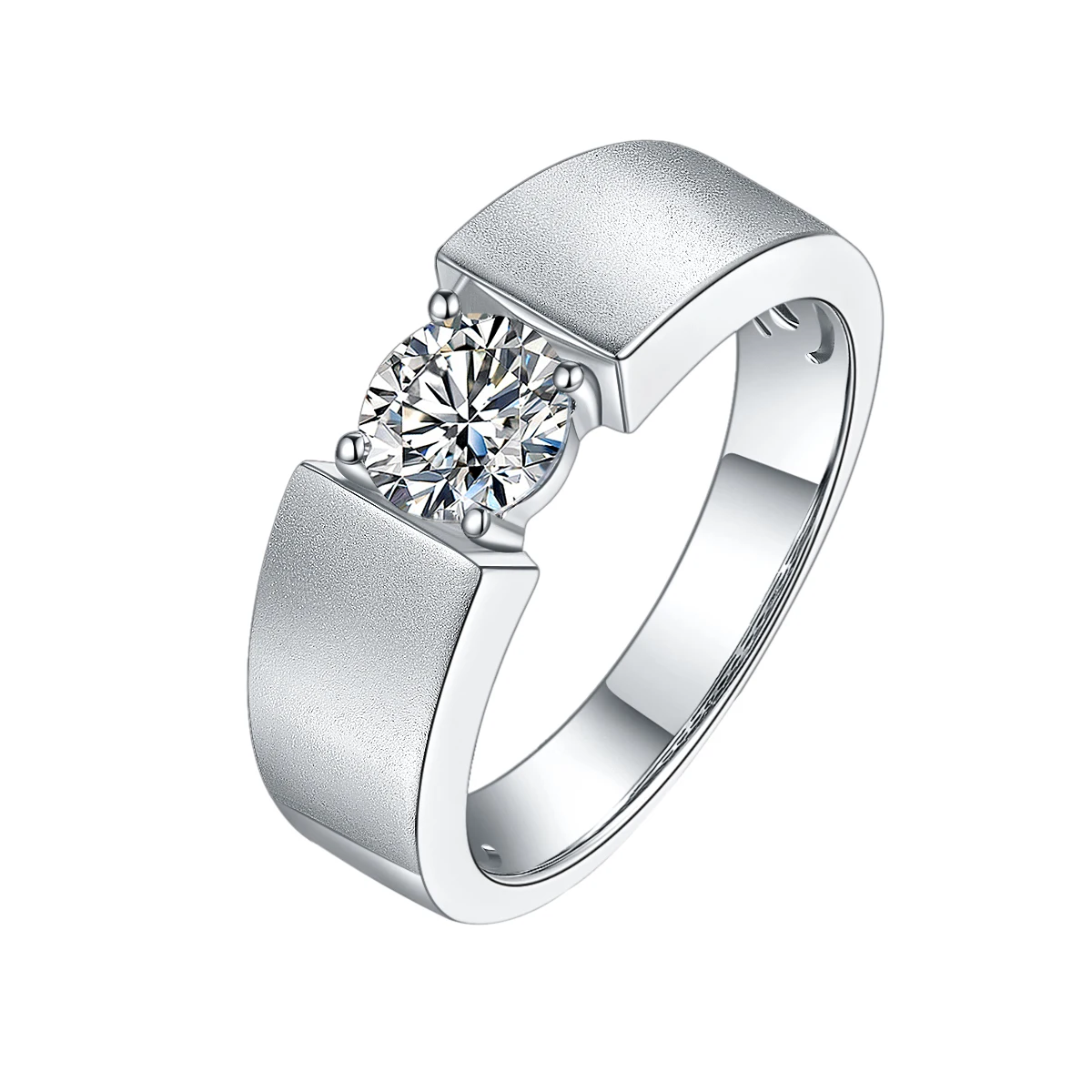 

OTIY Solitaire Male Ring 6.5mm Round Diamond Moissanite Antique 925 Sterling Silver Ring For Man Wedding Fine Jewelry