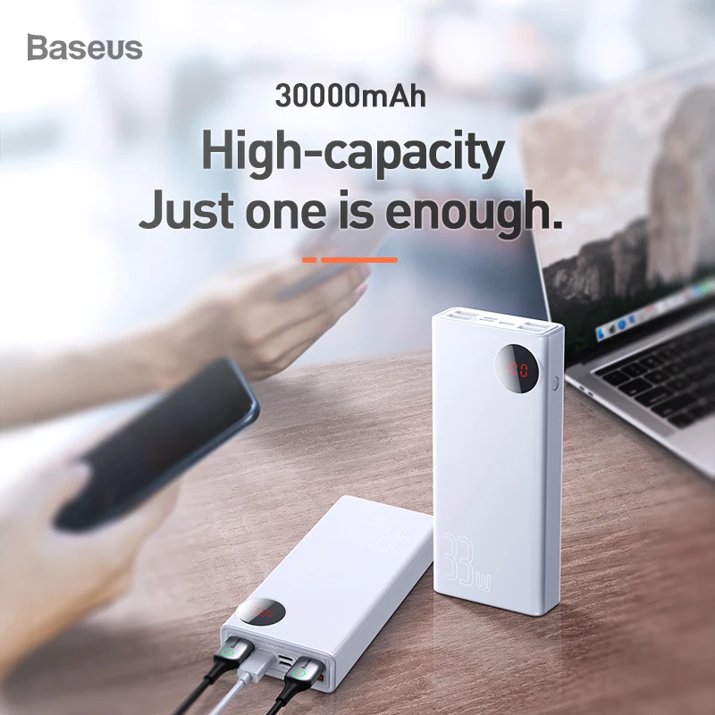 Baseus, новинка, 30000 мА/ч, внешний аккумулятор PD3.0, быстрое зарядное устройство для iPhone Xs Max, Xr, X, 8 Plus, QC3.0, быстрое зарядное устройство, внешний аккумулятор для путешествий