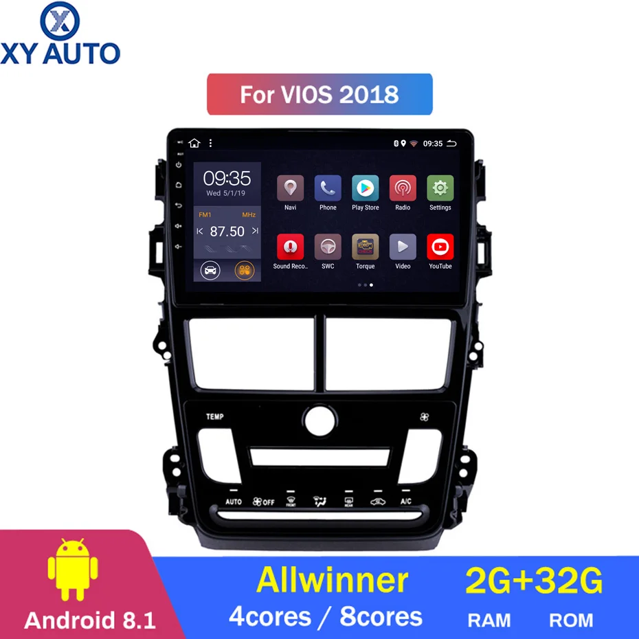 9 дюймовый 2.5D IPS HD мультисенсорный экран Android 2018 2 Гб ОЗУ 32 ПЗУ NAVI с BlueTooth USB WIFI SWC для