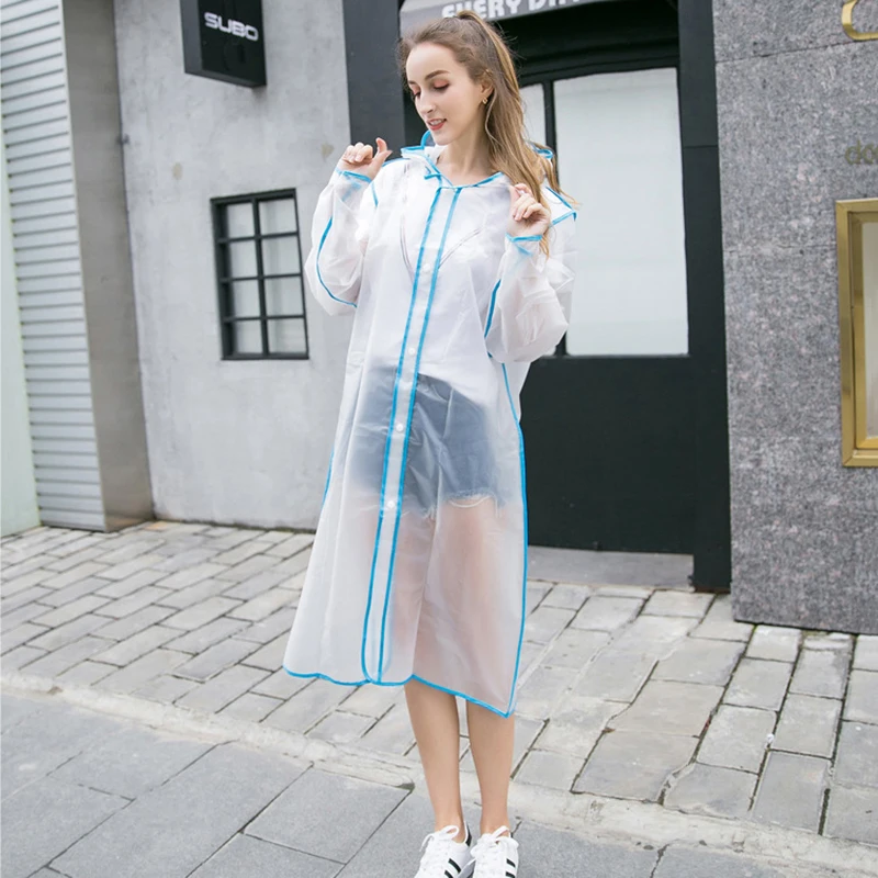 Transparent Rain Coat PVC Vinyl Waterproof Raincoat Outdoor Travel Runway Hooded Poncho Rain Coats Ladies Rainwear Dropshipping