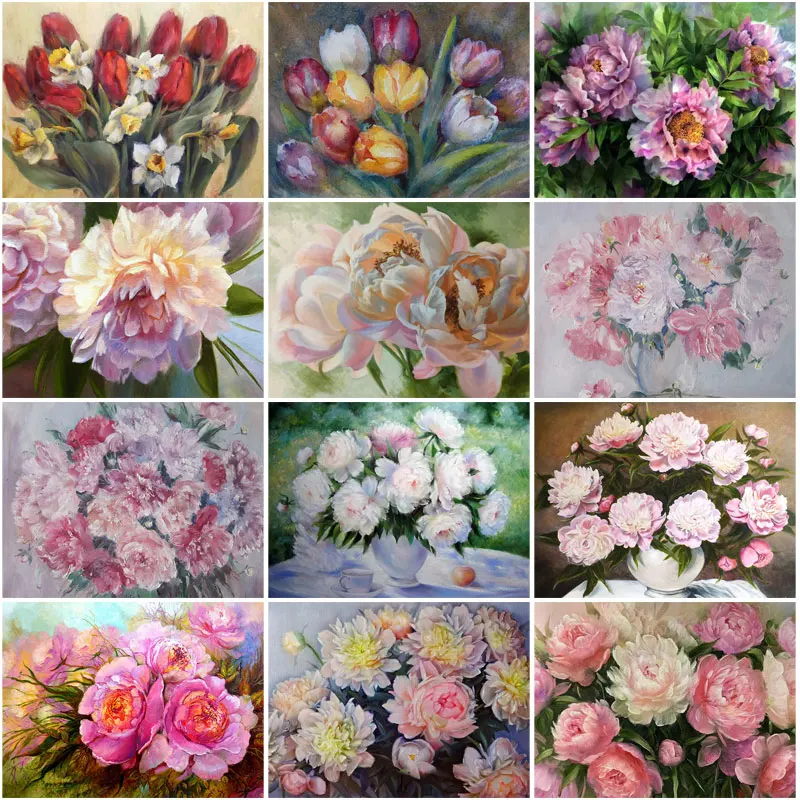 

5D Diy Diamond Painting All Kinds of Flowers Full Diamond Cross Stitch Flower Kit Rhinestone Mosaic Home Decoration Painting