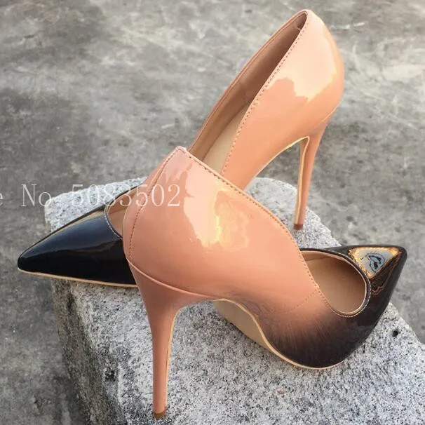 Женские туфли-лодочки из лакированной кожи на высоком тонком каблуке 12 см 10 с