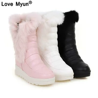 good quality winter boots women warm shoes platform high heels 2021 black gray real fur ladies snow boots plus size 88