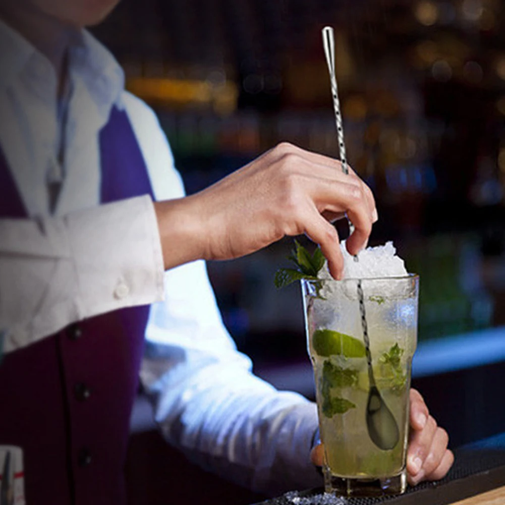 Ложка для бара портативная спиральная ручка шейкер коктейлей из нержавеющей