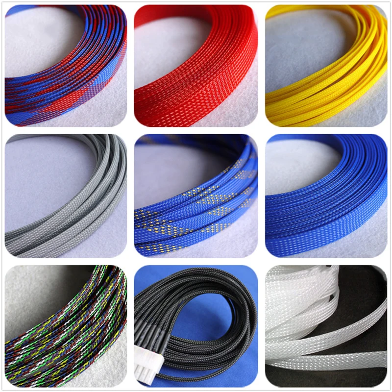 12 colors 4mm 6mm 8mm PET braided tube hose cable harness nylon mesh sheath extended three woven encrypted protection sleeve