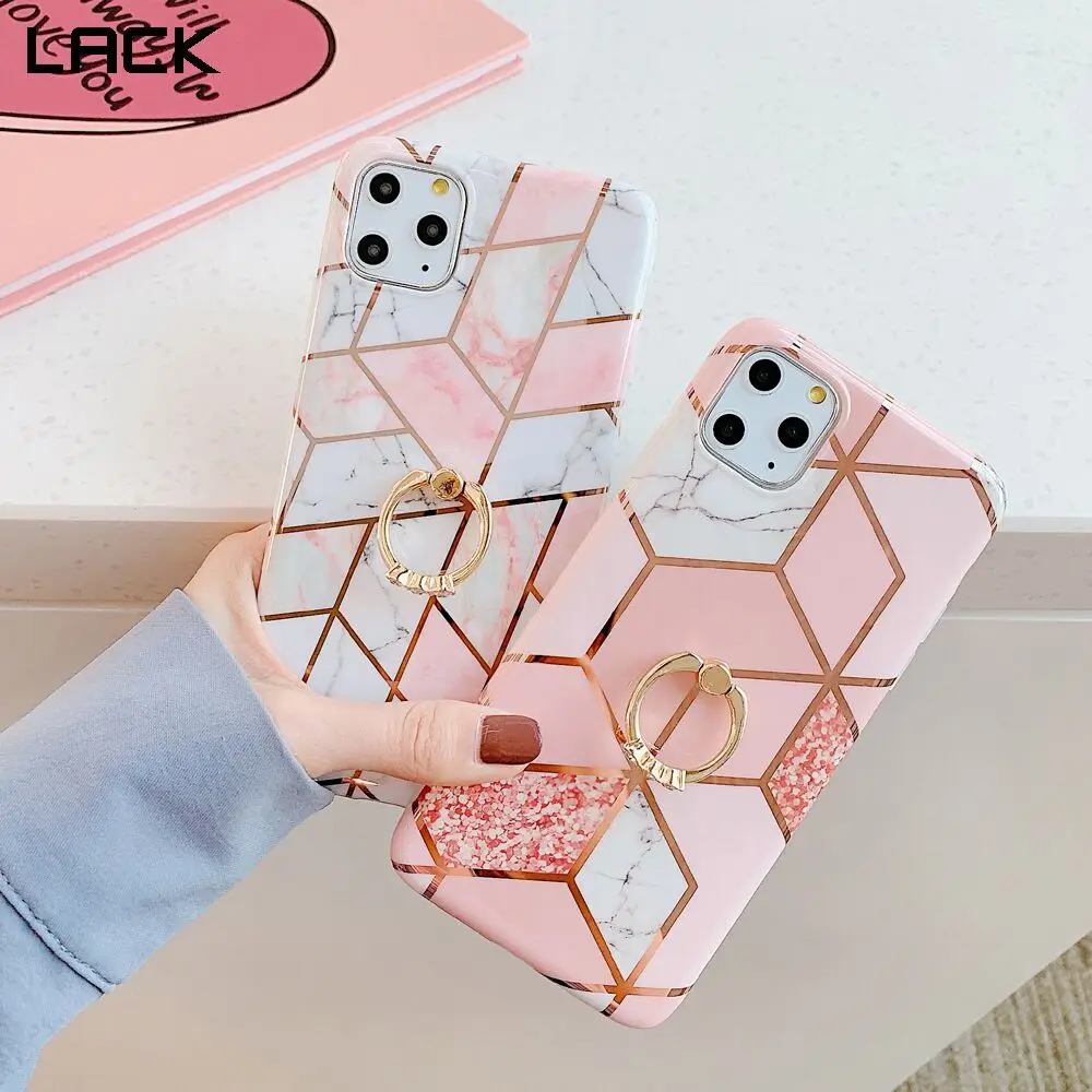 Чехол для телефона LACK для iPhone 11 11Pro Max XR X XS Max 6 6S 7 8Plus Роскошный Мраморный чехол с кольцом-подставкой