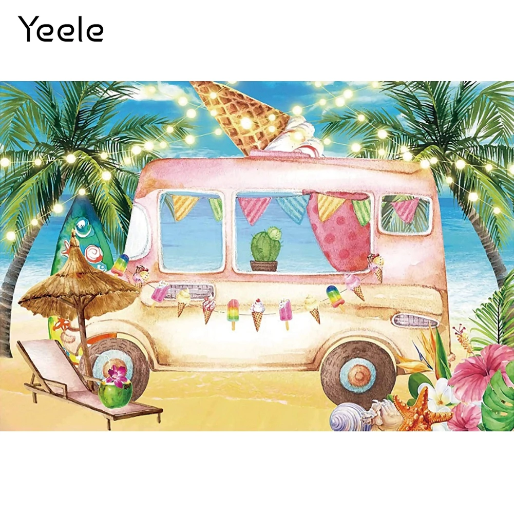 

Фон Yeele для фотосъемки с изображением летнего дня рождения, декор для вечевечерние, пляжный автомобиль, фон для детского душа, фотографии дл...