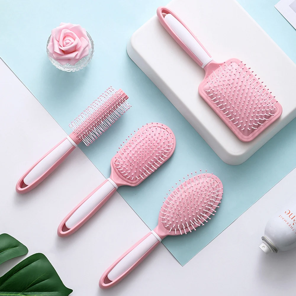 

Anti-static Hair Comb Massage Hair Brushes Detangle Hairbrush Straight Curly Hair Massage Brush Pink Hairdressing Styling Tools