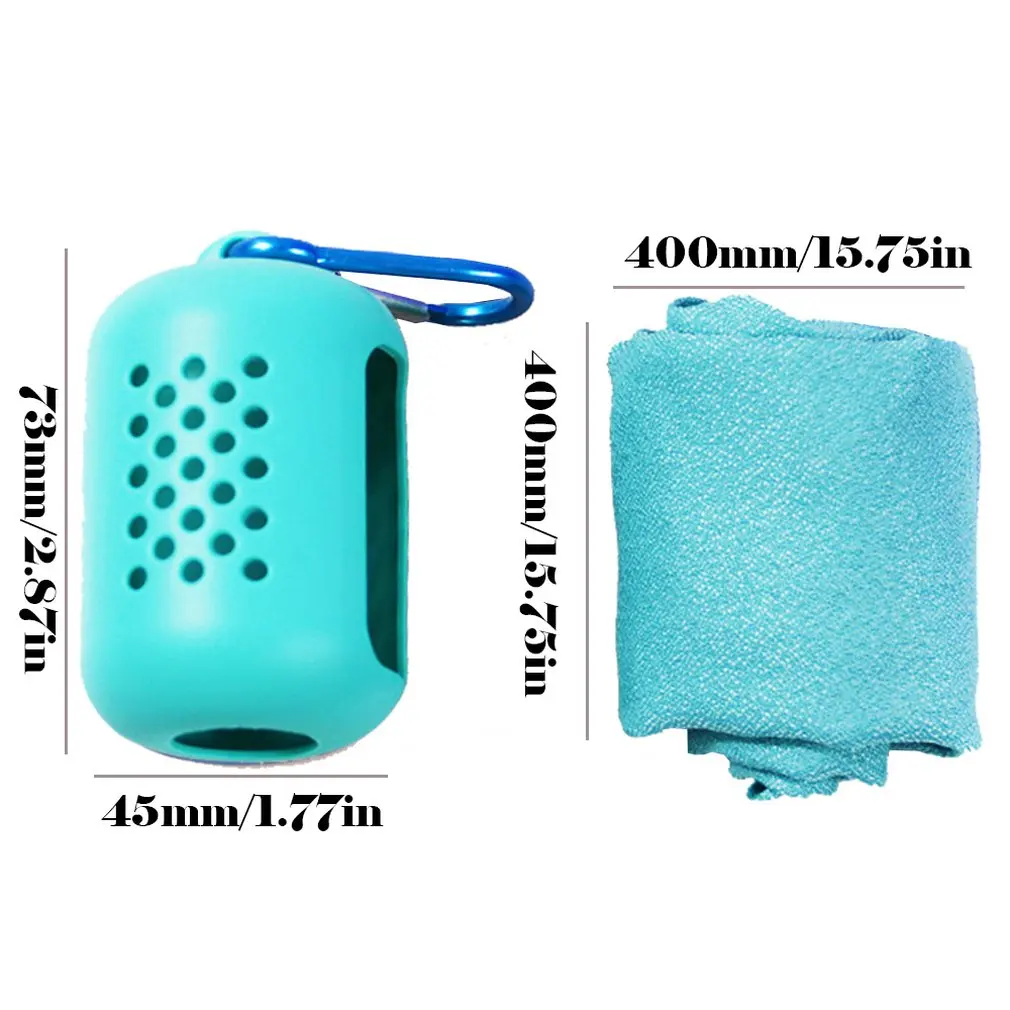

Quick Drying Cooling Microfiber Towel Instant Cooling Relief Sports Portable Yoga Gym Pilates Running Travel Towel Silicone Bag