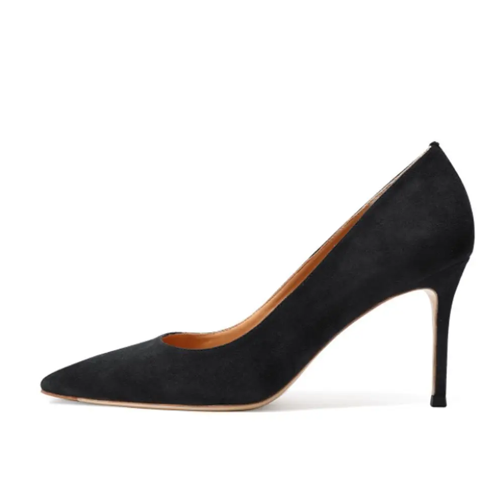 

Sexy High Shoes Woman Office Lady Suede Pumps Blackl Summer Spring Thin Hee Pointed Flock Single Shoes Women's High-heeled Shoes