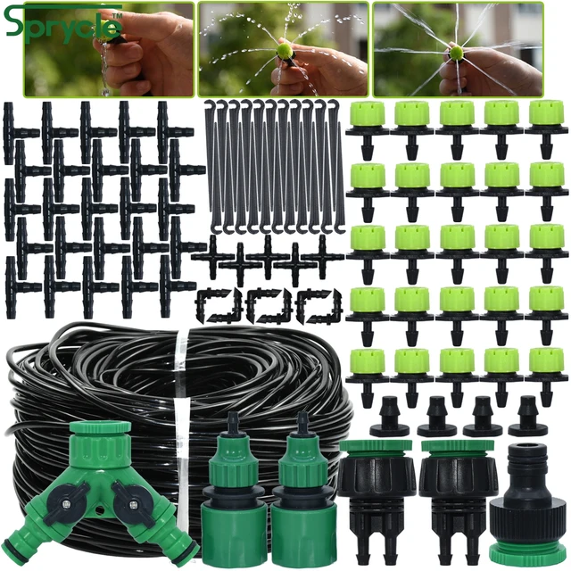 Sistema de riego por goteo para plantas, kit de riego ajustable para  microjardín, 5M-60M - AliExpress