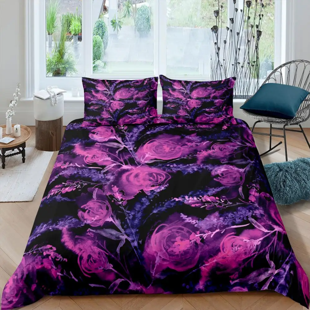

3D Bedding Set Custom Single Double King Size 2/3PCS Duvet Cover Set Quilt Comforter Cover Pillow Case Rose Bed Set Microfiber