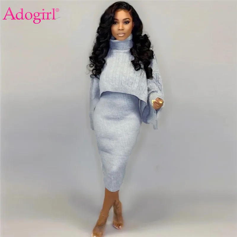 Женское платье водолазка Adogirl комплект из двух предметов Свободный укороченный