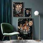 Животные в джунглях, холст, постеры и принты Лев, лось, тигр, львы, настенные картины для гостиной, современные декоративные картины