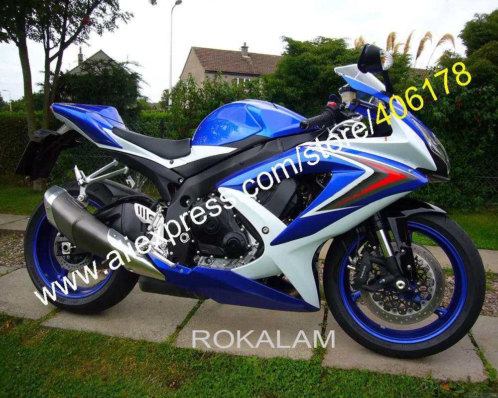 

Для Suzuki GSXR600 GSXR750 08 09 10 GSX-R600/750 K8 2008 2009 2010 синий белый комплект обтекателей кузова (литьё под давлением)