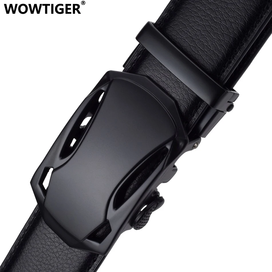 WOWTIGER Black 3.5cm Genuine leather cowhide men's belt strap for male automatic buckle belts for men  brand designer belt