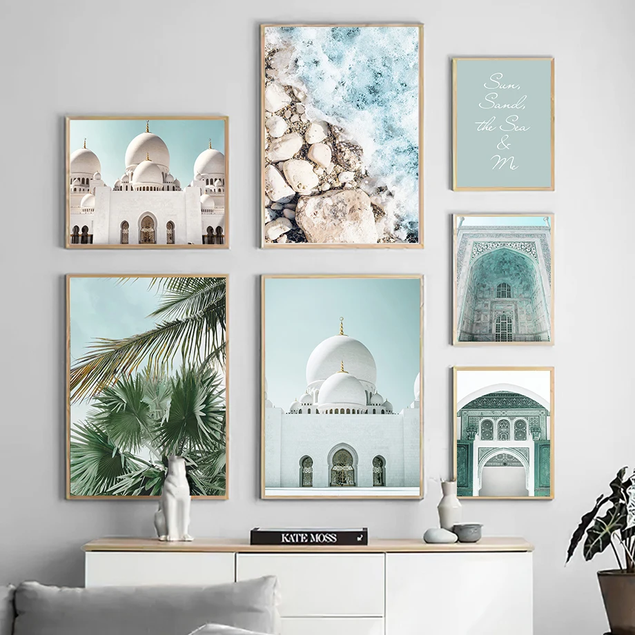 

Morocco Palace Mosque Islamic Canvas Painting Architecture Poster Travel Landscape Print Picture Home Decor