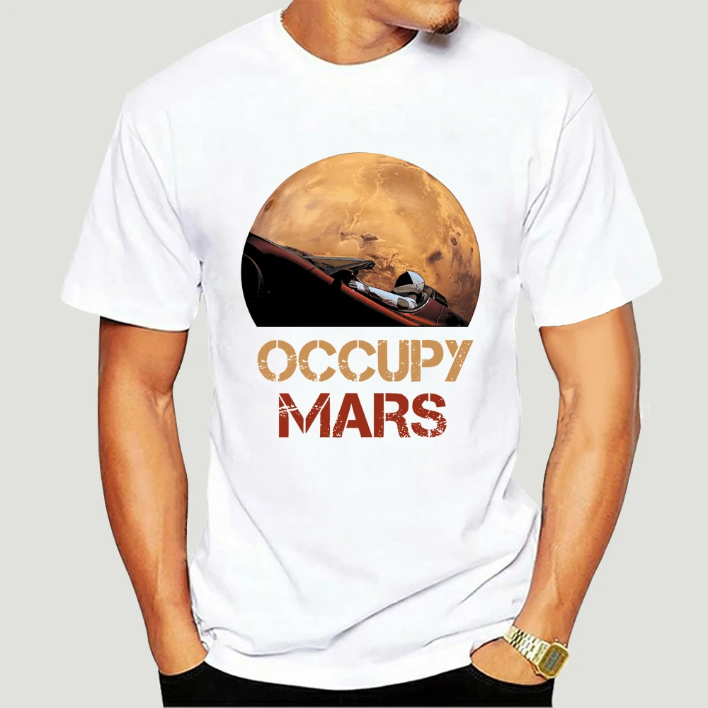 

Occupy Mars Spacex Starman T-Shirt Men Elon Musk Falcon Heavy summer Short Sleeve Novelty Tees Men Tees Streetwear 4502X