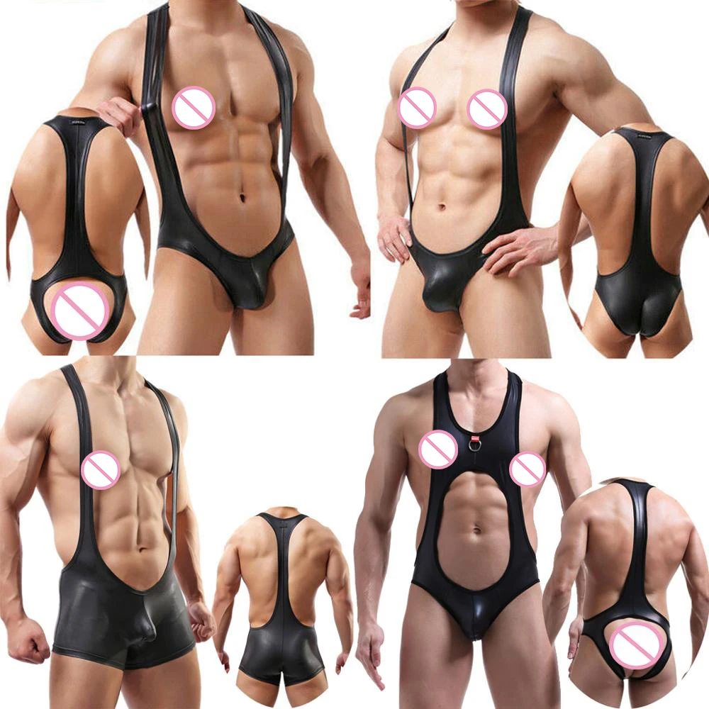 Сексуальное мужское нижнее белье боди трико с открытыми ягодицами комбинезоны
