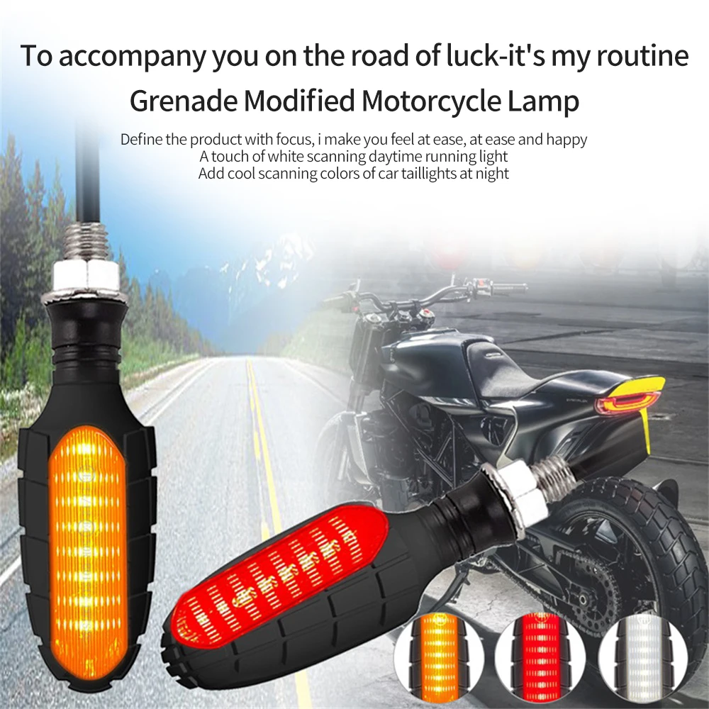 

Motorcycle Turn Signals LED Blinker Flowing Waterproof Compatible 2PCS Flashing Lights Tail Stop Indicators Turn Signal Flasher