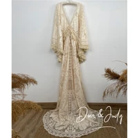 donjudy boho women maxi gown dress loose embroidery lace long beach party dresses maternity or non maternity photography props