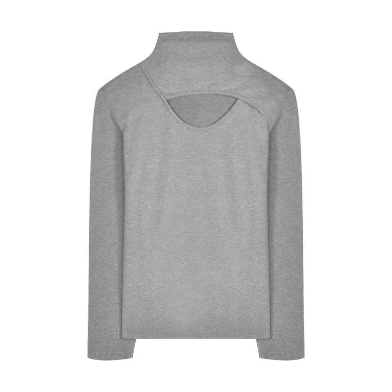 

European and American High Neck Bottoming Shirt Hollow Sexy Tight T-shirt Women's Spring Long-sleeved Top Woman Tshirts