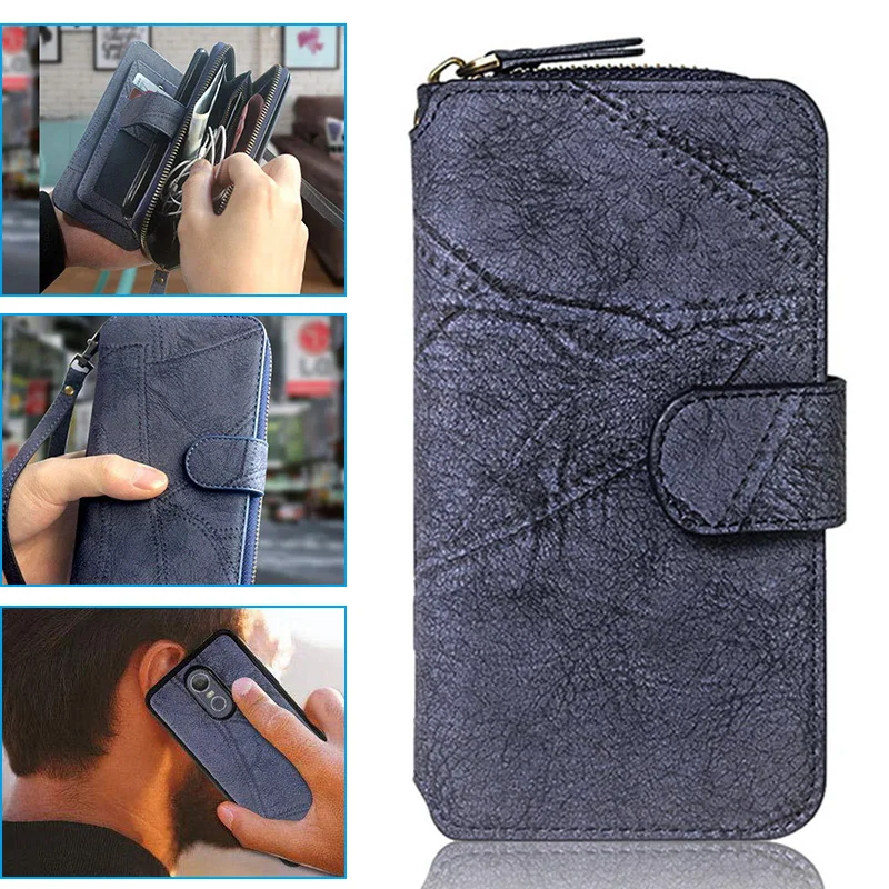 

Многофункциональный кошелек, бумажники, чехол-книжка из искусственной кожи на молнии для карт, Новое поступление