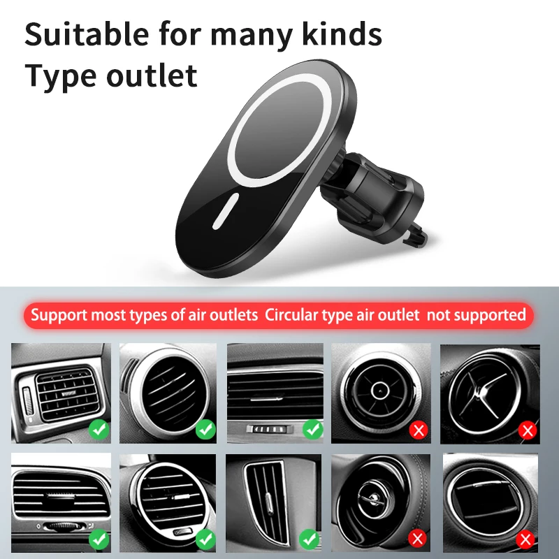 

15W New Magnet Safe Charger for iPhone 12 Pro Max 12 Mini Magnetic Car Holder Qi Fast Wireless Charger Car Phone Mount Stand