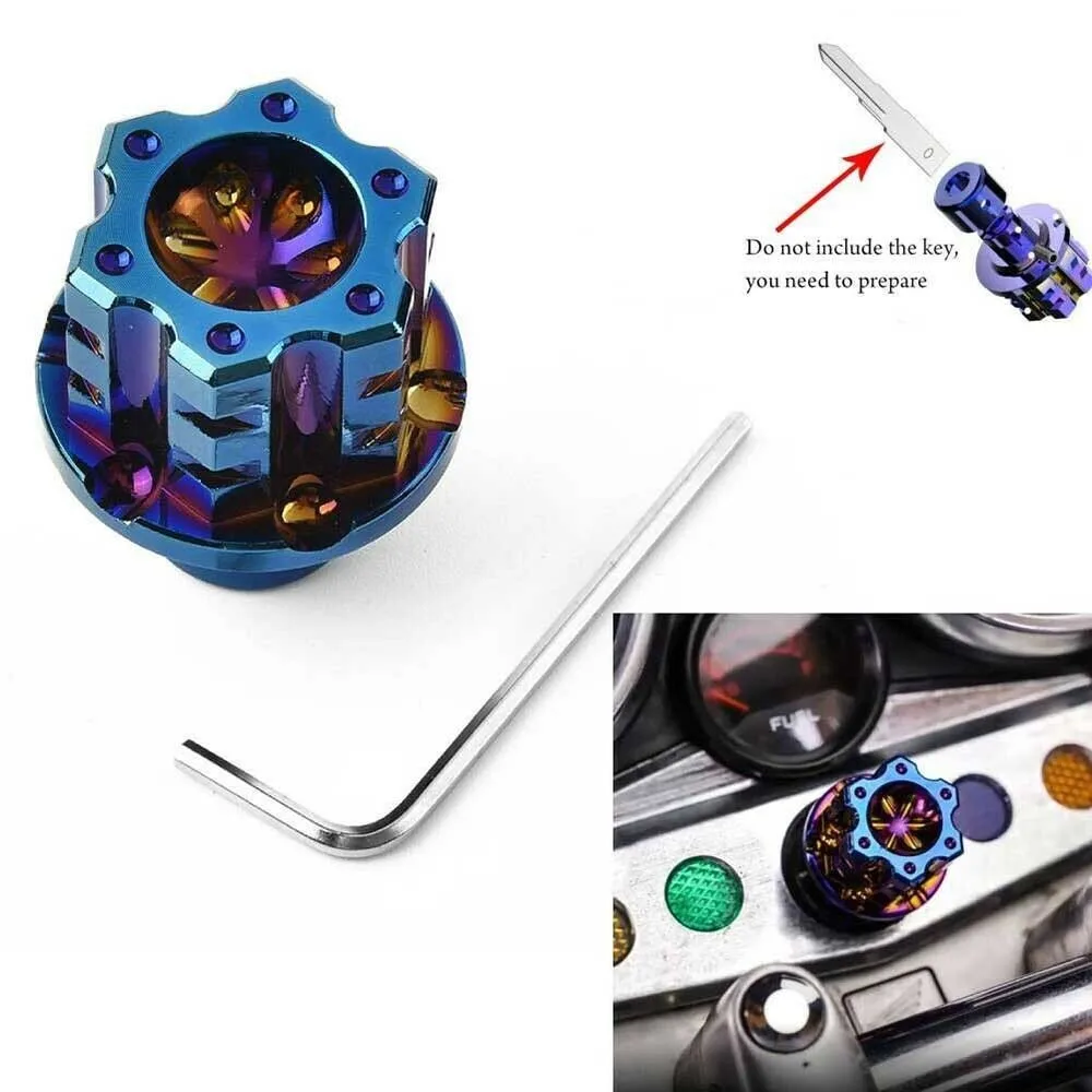

Universal Aluminum Burn Blue DIY Key Cover Case Shell FIT Motorcycle Car ATV Stowing Tidying Excluding Keys With Magnet Switch