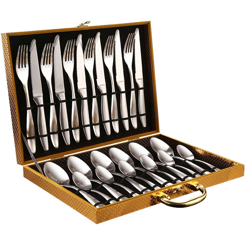 

304 Stainless Steel Knife Fork and Spoon Set Steak poon Three-Piece Western European-Style Spoon Steak Knife