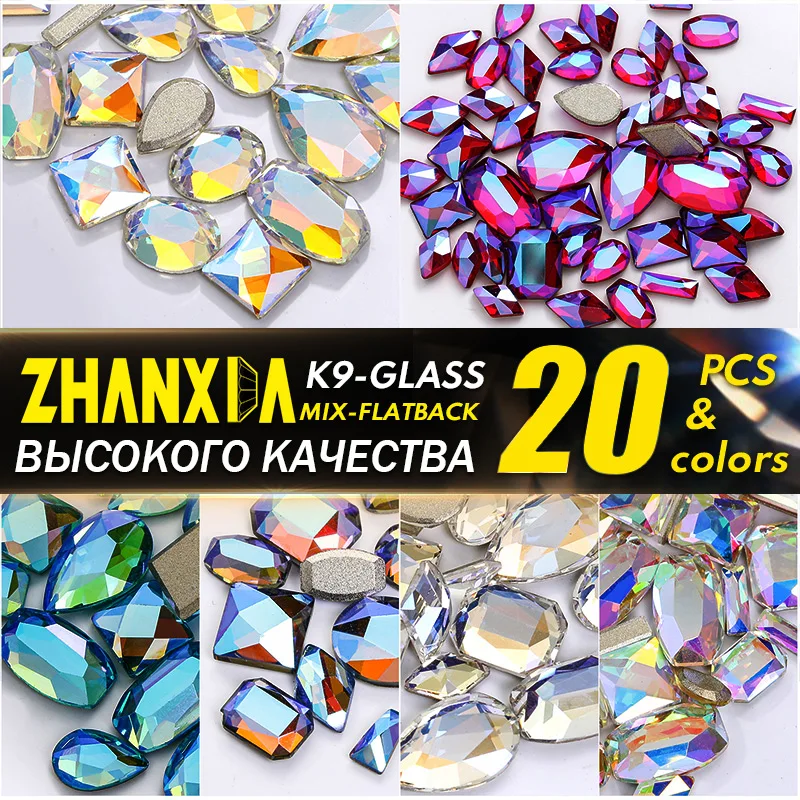 

K9 Glass Rhinestones Flatback Mixed Ab Crystal Diy Non-hotfix Rhinestones Bulk On Nails Parts Art Stones For Decoration