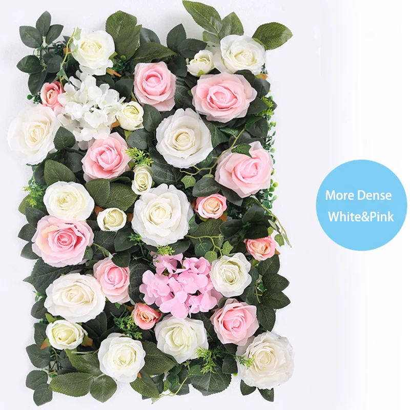 

Silk Rose Artificial Flower Wall Backdrops Artificial Greenery Wall Panels Wedding Wall Decor Home Baby Shower Decoration