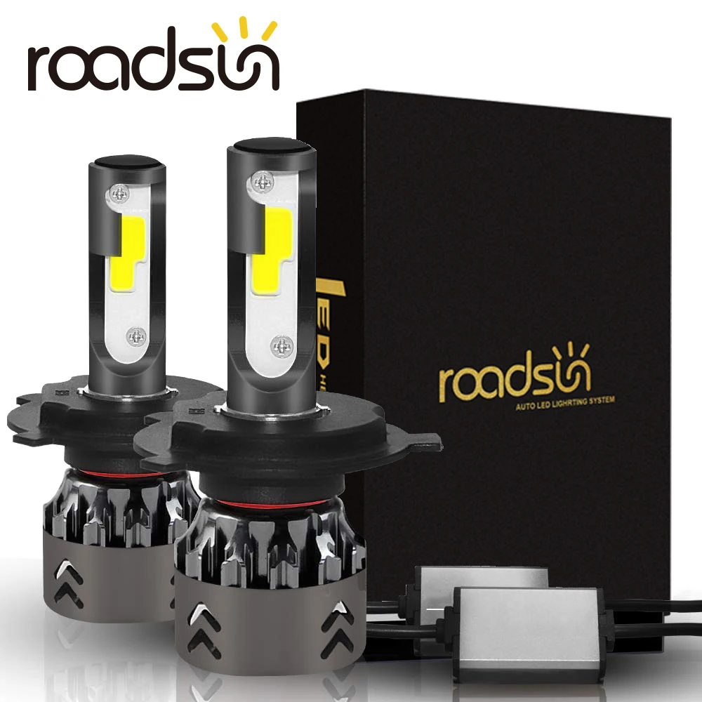 Roadsun светодиодный H4 H7 светодиодный фонарь COB чипы 10000лм светодиодный фонарь для автомобиля 60 Вт H1 светодиодный противотуманный фонарь 12 в 24 В H11 HB3 HB4 автомобильный Стайлинг