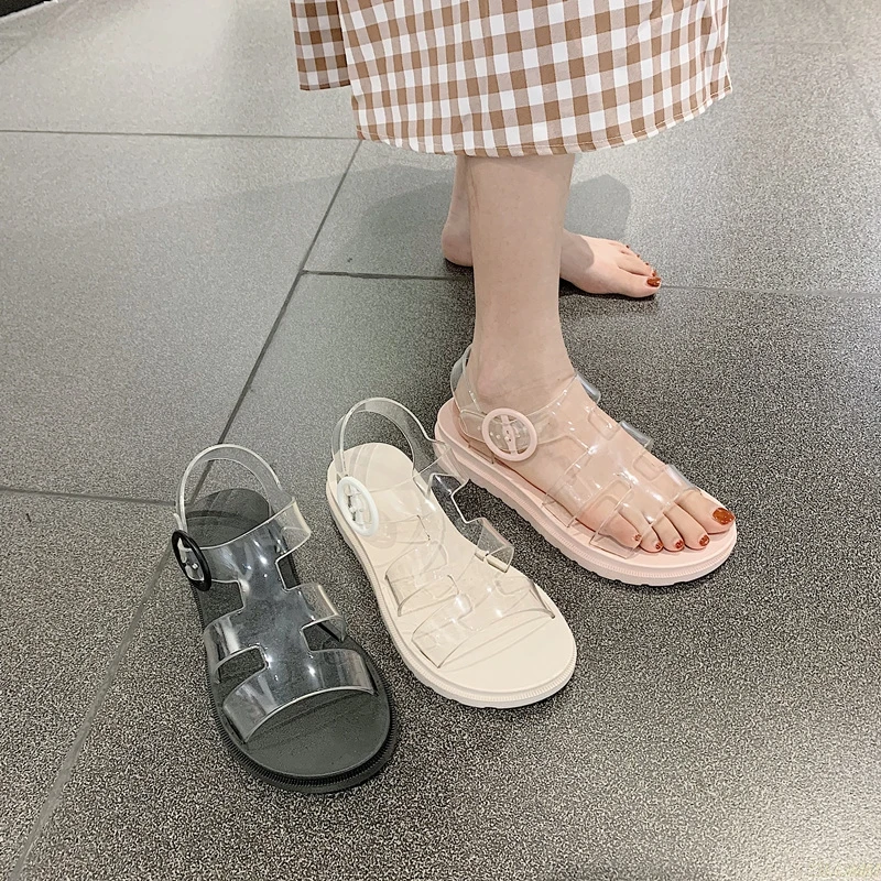 Женские туфли-желе для сада и пляжа черные или Серебристые сандалии-желе удобные