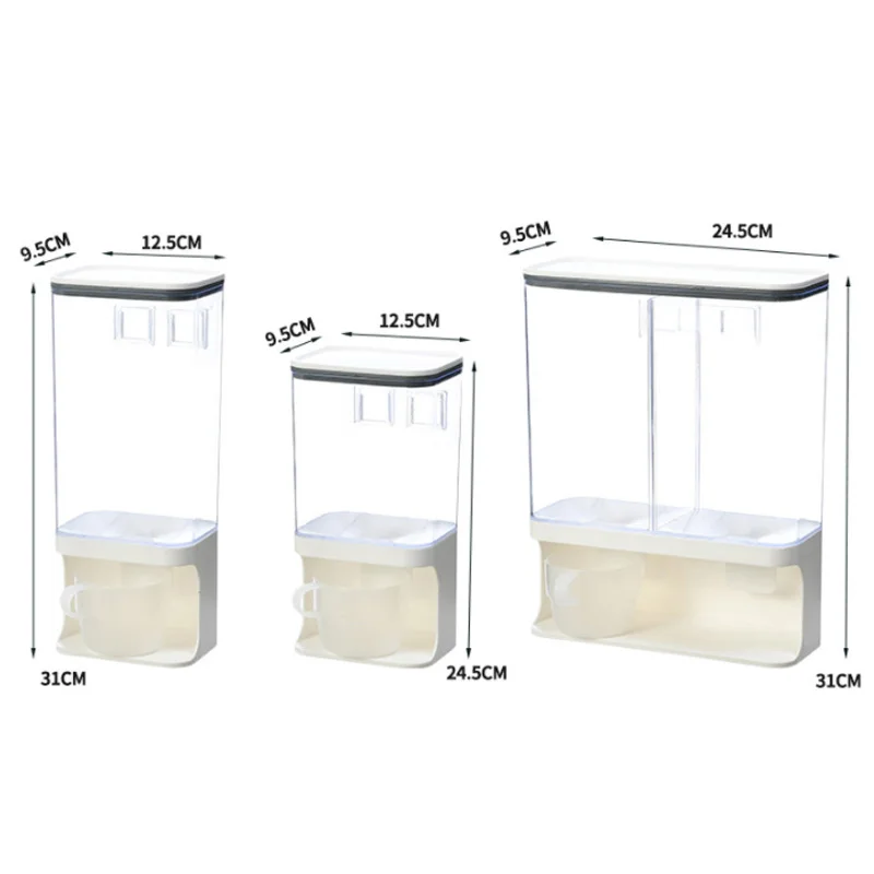 

WasaFire Wall-Mounted Separate Grain Cereal Can Rice Storage Box Classification Metering Rice Cylinder Automatic Rice Plastic