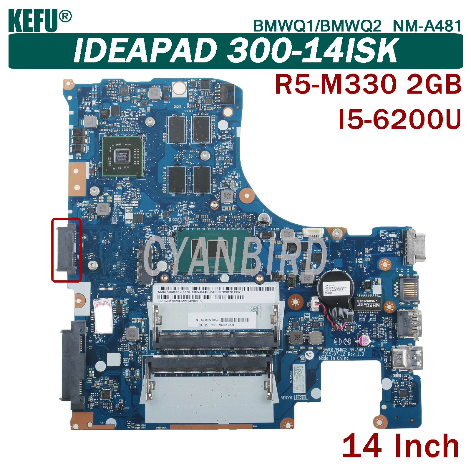 

Оригинальная материнская плата KEFU BMWQ1/BMWQ2 для Lenovo IdeaPad 300-14ISK с DDR3L