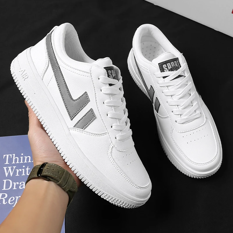 2021 Spring Breathable Men's Casual Shoes Leather Fashion sneakers Student outdoor fashion Men shoes  round toe style