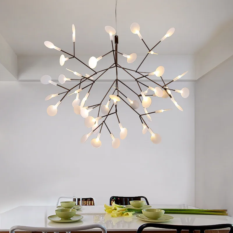

Diameter 72cm Silver Modern Heracleum Tree Leaf Pendant Light LED Lamp Suspension Lamps Living Room Art Bar Iron Restaurant