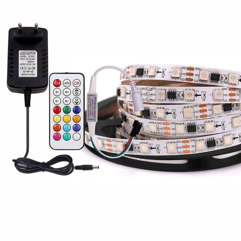 WS2811 RGB светодиодный ленточный светильник 12 в 5050 30/60 светодиодная Адресуемая