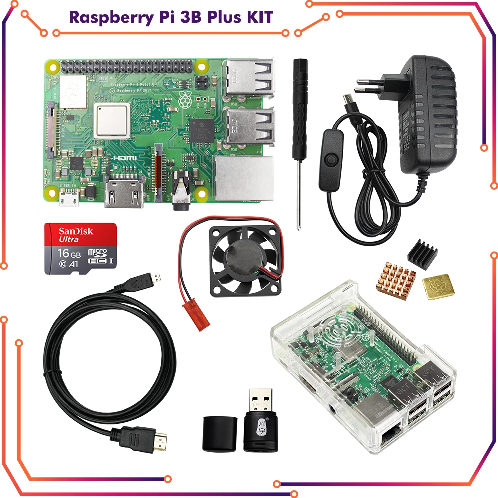

Original Raspberry Pi 3 Model B Plus with WiFi&Bluetooth+ABS Case+CPU Fan+3A Power with ON/OFF Switch+Heat Sink for Raspberry Pi