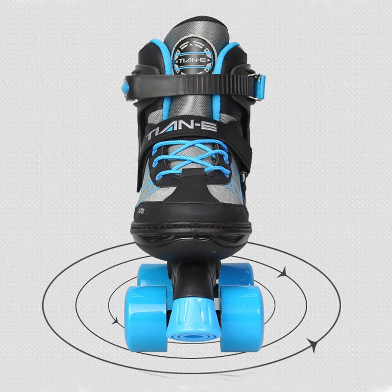 

Double Line Quad Parallel Skates Shoes Boots PU 4 Wheels Shockproof With Brake Stable Adjustable For Adult Children Kid 2 Color
