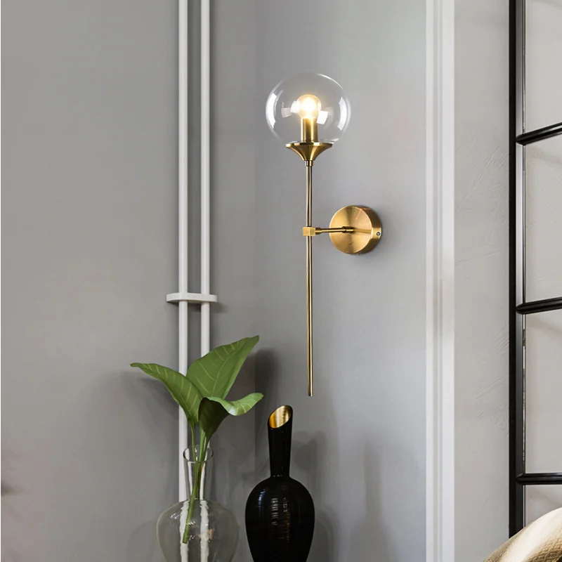 

Nordic bedroom wall lamp bedside lamp personality magic bean glass molecule living room aisle staircase lamp creative imitation