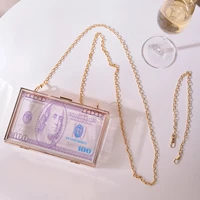 dollar clutch bag money fashion acrylic designer purse for womens cross bag small clear handbags transparent clutch for evening